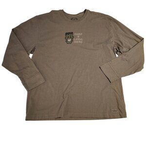 Life Is Good Long Sleeve T-Shirt "Keep A Level Head" Washed Green Mens XL